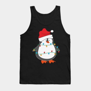 Funny Penguin Santa Hat Christmas Lights Christmas Tree Penguin Lover Christmas Gift Tank Top